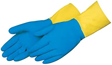 Liberty Glove & Safety 2570SP Neoprene/Latex Liquid Proof Unsupported Glove with Flock Lined, Chemical Resistant, 28 Mil Thickness, 13-Inch Length, Medium, Blue/Yellow (Pack of 12)