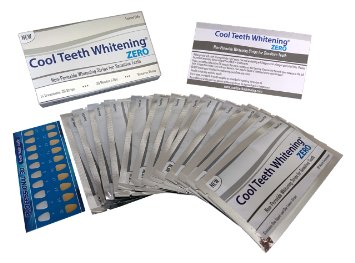 Cool Teeth Whitening Zero Peroxide Strips for Sensitive Teeth and Gums Whitener Band Kit 28 Pcs 14 Treatments 2 Week Supply Color Chart Gentle No Hp Bleach Free Instant White Tooth Non Slip Formula