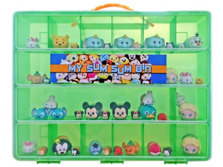 Tsum Tsum TM Compatible Organizer - My Sum Sum Bin Is The Perfect Tsum Tsum TM Compatible Storage Box- Fits Up to 50 Tsum Tsum Figures In All Styles - Large Sturdy Case And Carrying Handle (Lime/Green)