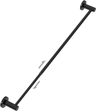 Adjustable 23.6 to 42 Inch Single Bath Towel Bar, ZUEXT Oil Rubbed Black Stainless Steel Towel Holder Hanger,Wall Mount Expandable Hand Towel Rod for Bathroom Kitchen Washroom,1" Tube Towel Rail Racks