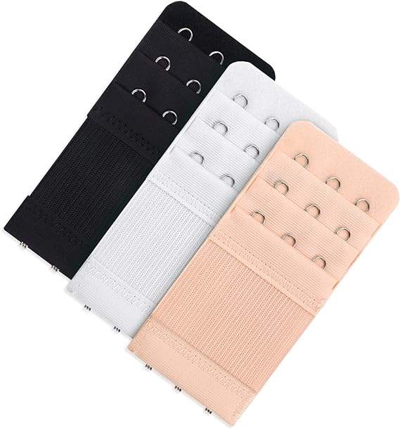 Yolev 3 Pieces Women's Bra Extenders Women's Stretchy Bra Extension Strap 3 Hooks 3 Rows Elastic Bra Band Hook