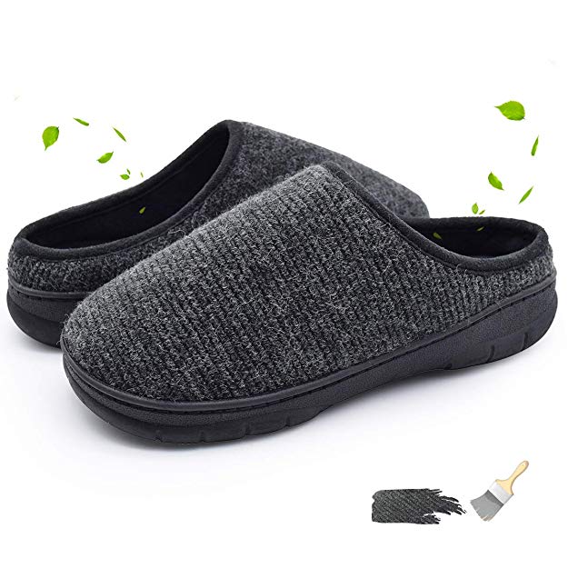YOUKADA House Slippers for Men Breathable, Felt Sandal with Memory Foam, Anti-Slip Boy Shoes Indoor&Outdoor, Male Plush Slippers with Hard Sole