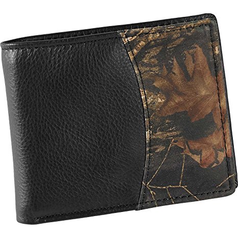 Legendary Whitetails Men's Mossy Oak Black Leather Billfold Wallet Black One size