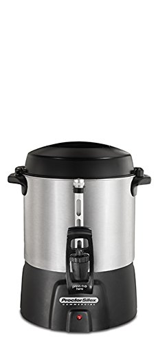 Proctor Silex Commercial 45040  Coffee Urn 40 Cup Aluminum, One Hand Dispensing, Coffee Level Indicator, 15.98" Height, 11.73" Width, 9.369" Length, Stainless Steel