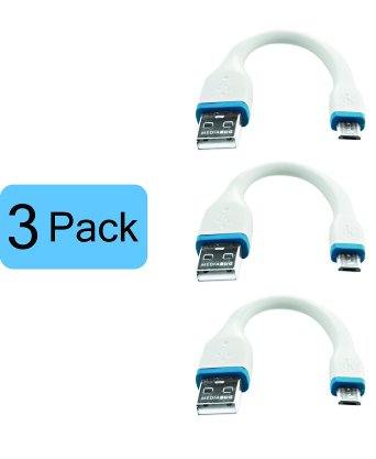 [Android Charging Cable] MediaBug Short Durable Silicone Charge & Sync Micro-USB Cable for Android Smartphones and More (Samsung Galaxy S6, S5, S4, S3, Motorola LG, Note 4, Nexus 7) - (3 Pack - White)