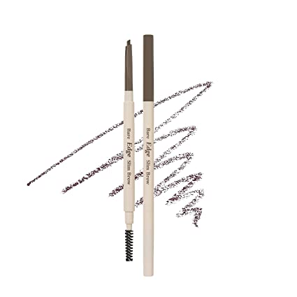 ETUDE Bare Edge Brow Pencil 01 Dark Brown | A hexagon-shaped slim brush that delicately coats every strand of eyelashes | Brow Mascara | Zero Clump & No Bushy Brows