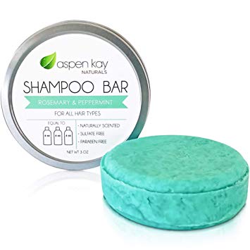 Solid Shampoo Bar, Made With Natural & Organic Ingredients, Sulfate-Free, Cruelty-Free & Vegan 3.2 Ounce Bar (Rosemary Mint)