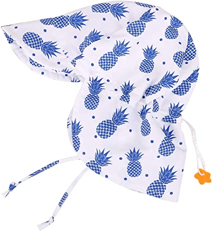 SimpliKids UPF 50  UV Ray Sun Protection Baby Hat w/Neck Flap & Drawstring