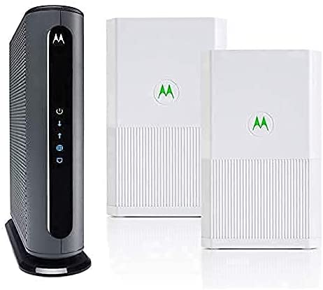 Motorola MB8611 Cable Modem   Whole Home Tri-Band Mesh System 2-Pack | Top Tier Internet Speeds | Approved for Comcast Xfinity, Charter Spectrum, and Cox –Modem and Whole Home Mesh System Bundle