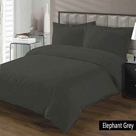 Luxurious and Hypoallergenic 100% Egyptian Cotton 1000 Thread Count Duvet Cover Elephant Grey (1 Pc Duvet Cover with Zipper Closure) By BED ALTER Solid (King / Cal King)