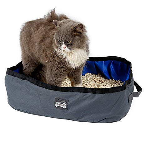 Foldable Cat Litter Box, MuseWanna Portable Cat Litter Box for Travel (B)