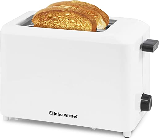 Elite Gourmet Cuisine ECT-1027# Cool Touch Toaster with Extra Wide 1.5'' Slots for Bagels, Waffles & Specialty Breads, Cancel Button, Drop Down Crumb Tray, 2 Slice, White