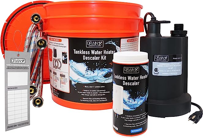 DrainX Tankless Water Heater Descaler Kit with DrainX Biodegradable Descaler