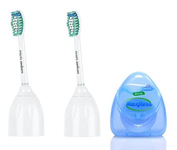 Value Pack Philips Sonicare HX7022 Eseries Toothbrush Head Standard 2 Pack and Maxfloss Dental Floss