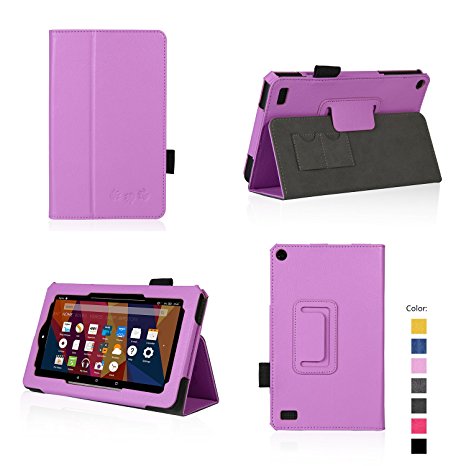 Case for All-New Fire 7 2017 - Premium Folio Case for All-New Fire 7 Tablet with Alexa 7th Generation - (Purple)