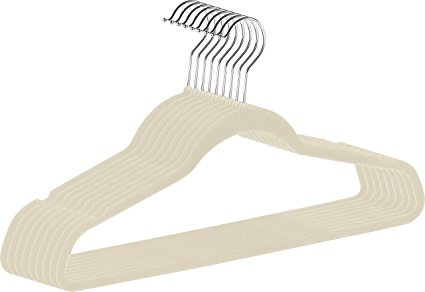 Zoyer Standard Velvet Suit Hangers - 50 Pack - Premium Heavy Duty Quality & Non Slip Hangers - Clothes Hangers (Ivory)