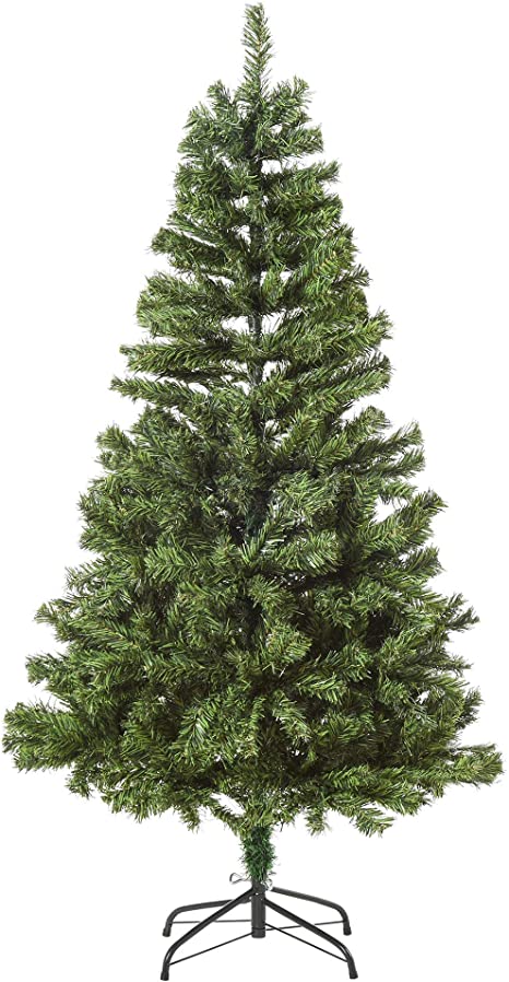 HOMCOM Árbol Artificial de Navidad de 490 Ramas 170 Luces LED Base de Metal Plegable Estructura con Bisagras para Interiores Φ75x150 cm Verde