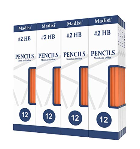 Wood-Cased #2 HB Pencils, Yellow, Pre-sharpened, 16 Packs of 12-Count, 192 pencils in box by Madisi