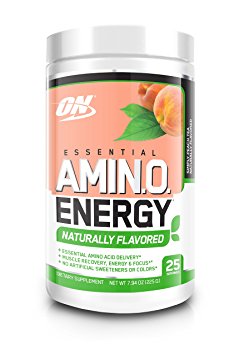 Optimum Nutrition Naturally Flavored Amino Energy With Green Tea and Green Coffee Extract; Preworkout and Amino Acids; Simply Peach Tea, 25 Servings