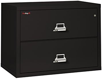 Fireking Fireproof Lateral File Cabinet (2 Drawers, Impact Resistant, Waterproof), 27.75" H x 37.5" W x 22.13" D, Black