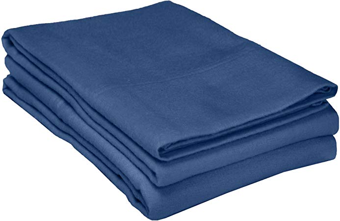 Superior Premium Cotton Flannel Pillowcases, All Season 100% Brushed Cotton Flannel Bedding, Pillowcase Set of 2 - Navy Blue Solid, King Pillowcases