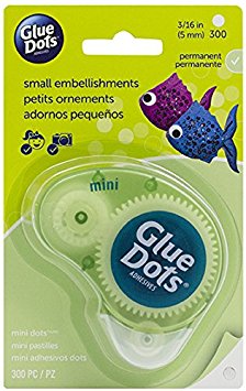 Glue Dots Mini Dot N' Go Dispenser with 300 (.375 Inch) Permanent Adhesive Dots (33583)
