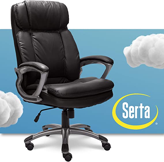 Serta 43675 Faux Leather Big & Tall Executive Chair, Black