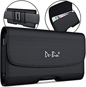 De-Bin iPhone 11 Holster, iPhone XR Holster, Military Grade Strong Magnetic Closure Belt Holder with Belt Clip Cell Phone Pouch Belt Holder Case for iPhone 11/XR (Fits Phone w/Regular Case on) Black