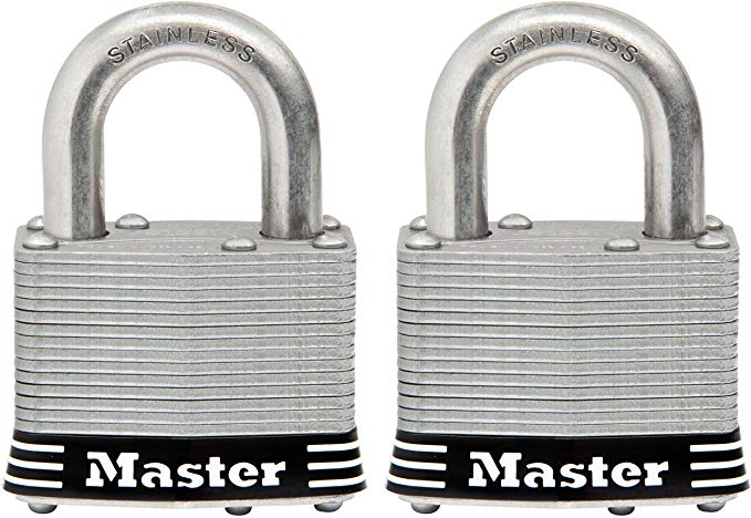 Master Lock Padlock, Laminated Stainless Steel Lock, 2 in. Wide, 5SST (Pack of 2-Keyed Alike)