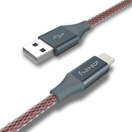 iPhone Cable , IMKEY® Apple MFi Certified 6.5 Feet Braided Lightning to USB Cable for iPhone 6S / 6 Plus, iPhone SE, iPhone 5S 5C 5, iPad, iPod - (Red)