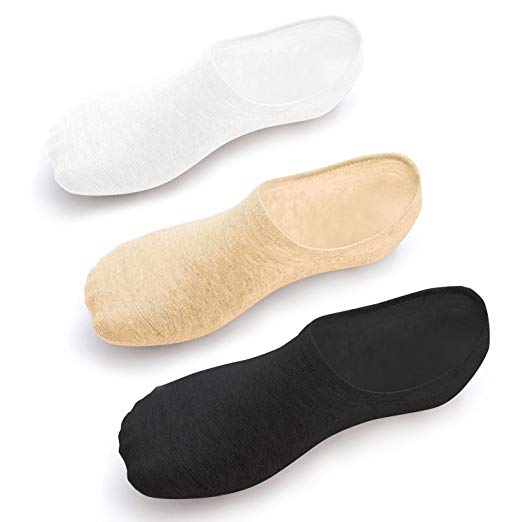 Fitu Women's 6 Pairs Cotton No Show Liner Socks Non Slip Low Cut