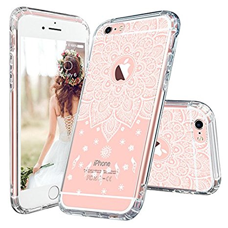 iPhone 6 Plus Case, iPhone 6 Plus Case Slim, MOSNOVO White Peace Mandala Floral Lace Clear Design Printed Plastic with TPU Bumper Protective Back Phone Case Cover for Apple iPhone 6 6s Plus (5.5 Inch)