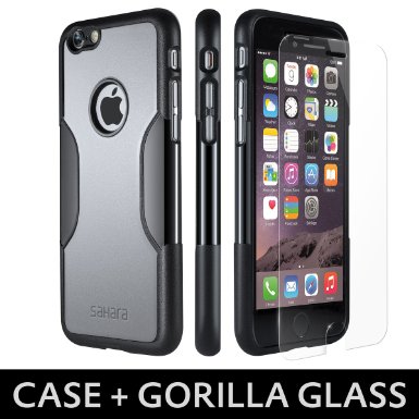 iPhone 6 Case Gray - Bonus Glass Rugged Protection Thin and Lightweight Includes Tempered Glass Screen Protector Professional Camera Hood Stunning Colors Including Sahara Mist Sahara Case