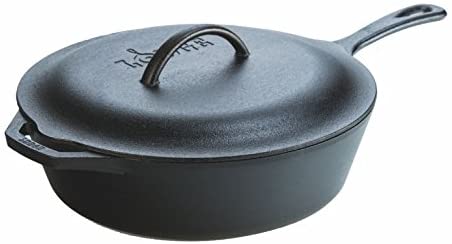 Lodge Pre-Seasoned Cast Deep Skillet With Iron Cover and Assist Handle, 5 Quart, Black