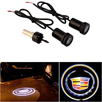 WONFAST® ® For Cadillac Car Auto Laser Projector Logo Illuminated Emblem Under Door Step courtesy Light Lighting symbol sign badge LED Glow Performance