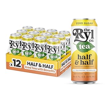 Ryl Iced Tea, Half & Half, Antioxidant Superblend, Zero Sugar, Low Carb, Low Calorie Iced Tea, 16.0 Fl Oz (12-Pack)