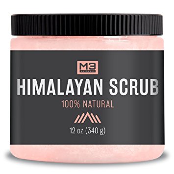 Premium Himalayan Scrub with Lychee Essential Oil 12 oz, All Natural Scrub to Exfoliate   Reduces Wrinkles, Blackheads & Acne Scars, Anti Cellulite Treatment - Face Body Scrub