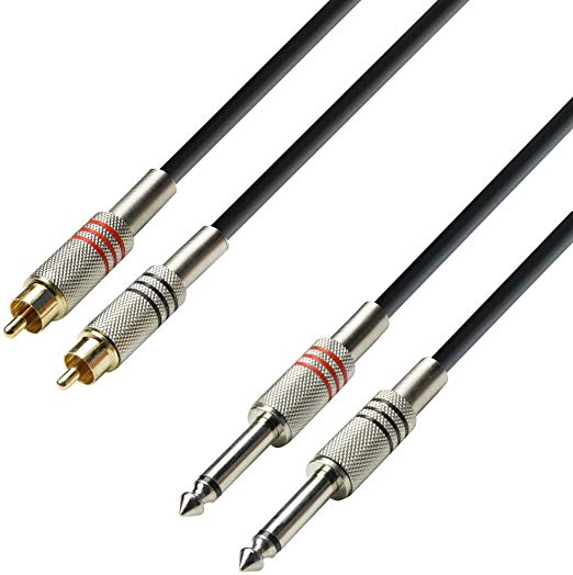 Adam Hall 3 Star Series 3m 2x RCA Male to 2x 6.3mm Jack Mono Audio Cable