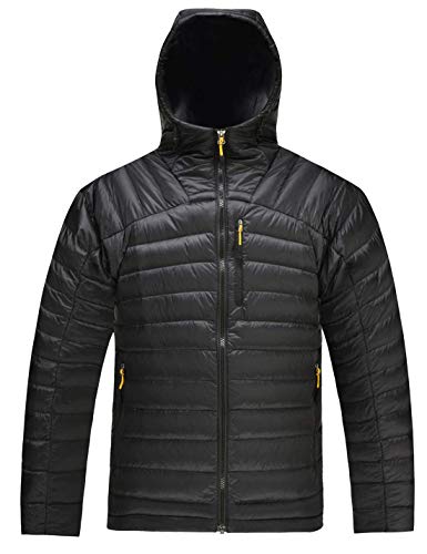 HARD LAND Men’s Packable Down Jacket Hooded Lightweight Winter Puffer Coat Outerwear