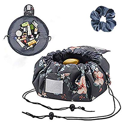 Lazy Makeup Bag, Fumxin Lazy Cosmetic Bag Portable Large Travel Toiletry Bag Pouch Lazy Quick Drawstring Make up Bag Pouch Storage Organiser for Women Girls