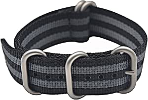 ArtStyle Watch Band with 1.5mm Thickness Quality Nylon Strap and Heavy Duty Brushed Buckle