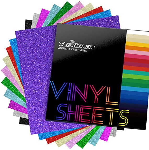 TECKWRAP Shimmer Vinyl Glitter Adhesive Sheets for Craft Cutter 12" x 12" 10 Sheets/Pack