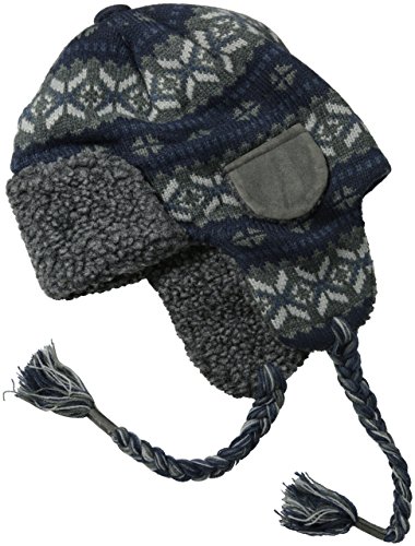 Muk Luks Men's Fairisle Trapper Hat-Navy Grey