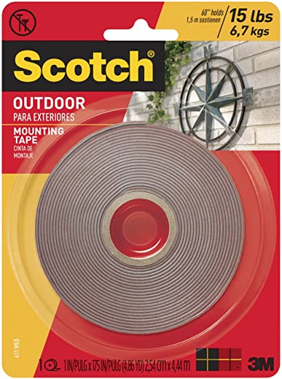 Scotch Outdoor Mounting Tape, 1 Inch x 5 Feet, 1 Roll