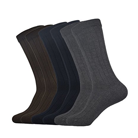 Enerwear Men's 6 Pack Outlast Cotton Calf Casual Dress Socks