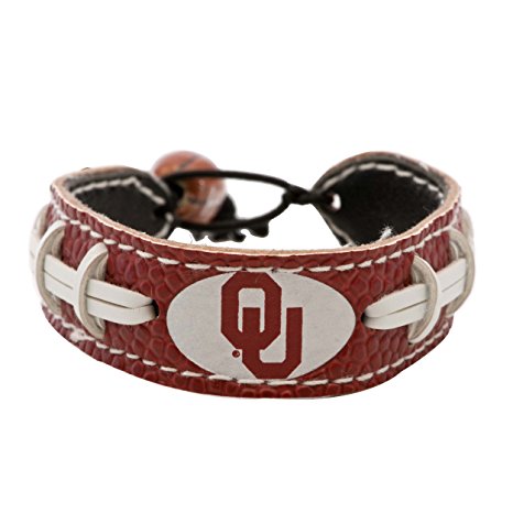 NCAA Oklahoma Sooners Team Color Gamewear Leather Football Bracelet