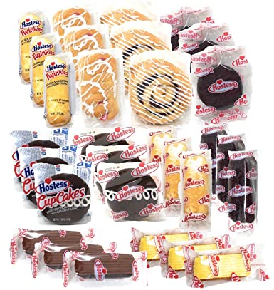 Hostess Variety Pack | Cupcakes, Cinnamon Rolls, Danish, Ding Dongs, Twinkies, Zingers | 30 Count