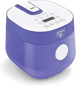 GreenLife 4-Cup Digital Rice Cooker, PFAS & PFOA-Free Removable Ceramic Dishwasher Safe Pot, Healthy Cooking Oats Grains & More, Auto Presets, Touch-screen, Delay & Keep Warm, Paddle Included, Periwinkle