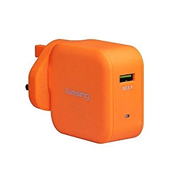 Lumsing Quick Charge 3.0 USB Mains Charger 18W for Android, iOS, Smartphones, Tablets & Cameras (Orange)
