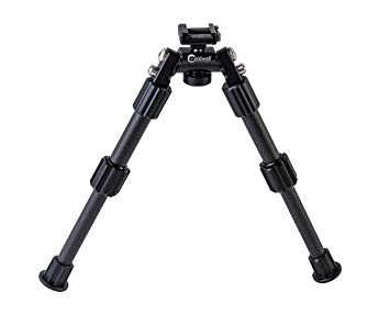 Caldwell Accumax Premium Carbon Fiber Pic Rail Bipod with Twist Lock Quick-Deployment Legs for Mounting on Long Gun Rifle for Tactical Shooting Range and Sport